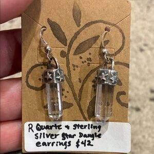 Sterling Silver Clear Quartz Star Dangle Earrings